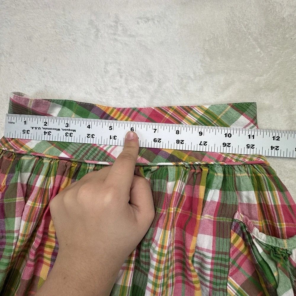 Ralph Lauren Girls Skirt 6X Madras Plaid Pockets Cotton Preppy Dressy